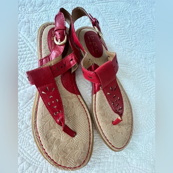 b.o.c. Shoes - b.o.c. Red and Tan Women's Sandals